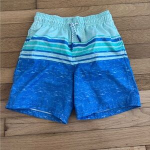 Cat & Jack Blue Stripe Boys Size S (6-7) Drawstring Swim Trunks Board Shorts